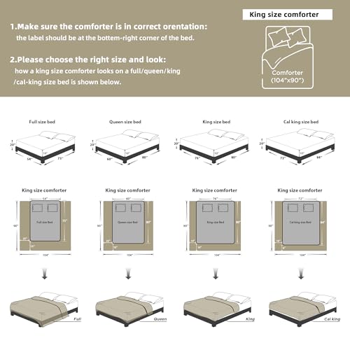 Litanika Brown King Size Comforter Set, 3 Pieces Tufted Boho Farmhouse Bedding Comforter Sets, Lightweight Fluffy Comforter Bed Set for All Season (104x90In Comforter and 2 Pillowcases) Litanika