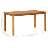 ROMHZKS Patio Table 55.1"x31.5"x29.1" Solid Acacia Wood - Outdoor Garden Table - Garden Table for Dining and Entertaining ROMHZKS