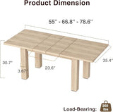 Halitaa Extendable Dining Room Table for 6-10 Person, 55'' to 78'' Rustic Expandable Rectangle Dining Table, Meeting for Small Kitchens, Dining Office Areas, Oak Halitaa