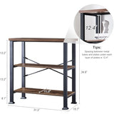 HOMBAZAAR 3-Tier Vintage Industrial Bookshelf - Rustic Wood and Metal Free Standing Storage Bookcase in Brown HOMBAZAAR