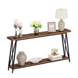 MAHANCRIS Console Table, 63" Industrial Entryway Table, Extra Long Sofa Table Behind Couch, X-Shaped Support, for Entryway, Hallway, Living Room, Rustic Brown CTHR4801Z MAHANCRIS