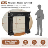 HOMEDIARY 44.5" Fireplace Mantel, Freestanding Fireplace Surround with Leg for Electric Fireplaces, MDF Mantel Surround with Shelf for Living Room with Decorative Pattern, Anti-Tipping & Waterproof HOMEDIARY