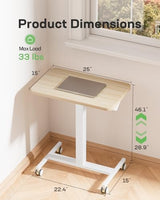 Marsail Mobile Standing Desk, Wider Height Adjustable Computer Desk, Rolling Sit Stand Desk with 4 Lockable Wheels, Ergonomic Desk for Home Office and Classroom, Natural Marsail