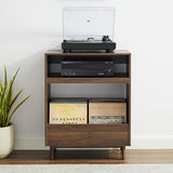 Crosley Furniture Liam Turntable Record Player Stand with Storage for Vinyl Records, Mid Century Modern, Walnut Crosley Furniture