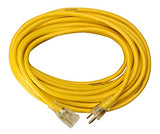 Yellow Jacket Heavy Duty Extension Cord, 50Ft, 12 Gauge, 3 Conductor, Lighted End, Weather Resistant, SJTW, Yellow, 2884 Yellow Jacket