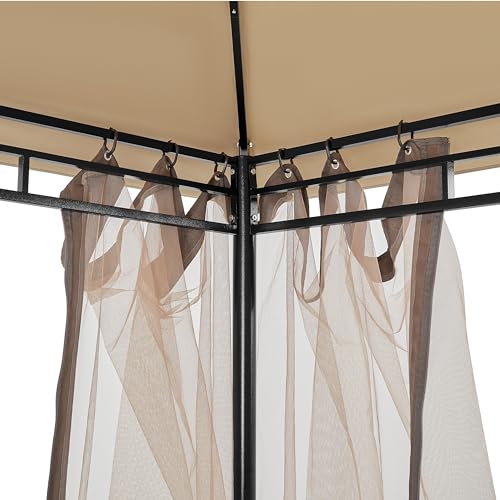 Yaheetech Gazebo for Patios 11x11 - Outdoor Powder-Coated Steel Frame Gazebo, Double Roofs Grill Gazebo BBQ Pavilion, Water-Resistant, for Lawn/Backyard/Garden/Deck, Khaki Yaheetech