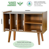Record Player Stand with Vinyl Storage Holds Up to 300lb, Large Record Player Table Cabinet for Album Storage with Holder Vinyl Display Shelf, Wood Turntable Stand for Bedroom Living Room (walnut) LKKRO