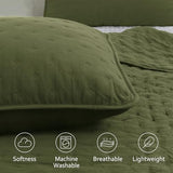 ROARINGWILD Olive Green Cloud Twin Size Quilt Bedding Sets with Pillow Sham, Farmhouse Lightweight Soft Bedspread Coverlet, All Season Rustic Country Thin Comforter, 2 Pieces, 68x90 inches ROARINGWILD