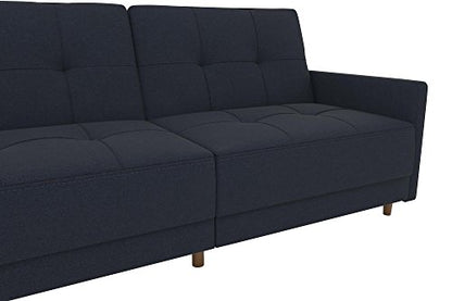 DHP Andora 76 Inch Futon Sofa Bed, Modern Upholstered Couch Sleeper with Button Tufted Back and Seat, Navy