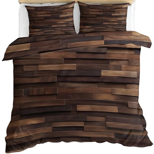 YFIOYI Wood Comforter Set, Minimalist Bedding Set, Warm Decorative 3 Piece Bedding Set with 2 Pillow Shams, with Zipper（King Single） YFIOYI