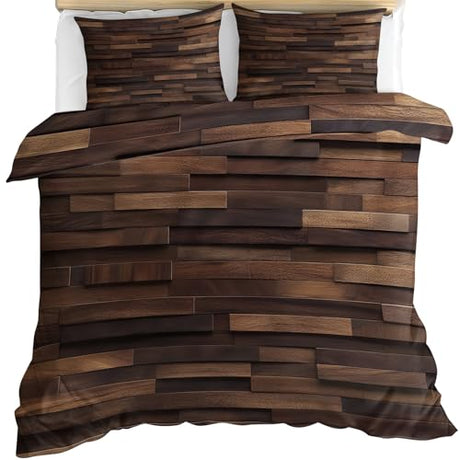 YFIOYI Wood Comforter Set, Minimalist Bedding Set, Warm Decorative 3 Piece Bedding Set with 2 Pillow Shams, with Zipper（King Single） YFIOYI