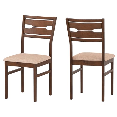 Giantex Wooden Dining Chairs Set of 2, Fabric Upholstered Kitchen Armless Chairs with Rubber Wood Frame, Padded Seat, Curved Back, Mid-Century Modern Chairs for Dining Living Room Home Restaurant Giantex