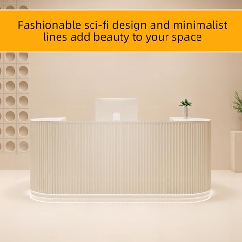 odrma Reception Desk, Macaron Color Retail Counter, Reception Desk with Counter wiht Hidden LED Lighting for Salon Reception Room Office Boutique Checkout Counter Dental Hospital odrma