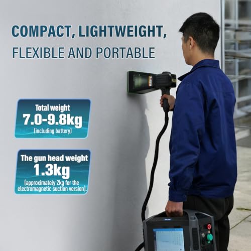 ZAC Portable Laser Marking Machine PRO Fiber Engraver Handheld Marker with 100 * 100mm Field Lens, Dual Power Supply MAX Laser Source 8" Touchscreen, Class II 0.874mW ZAC
