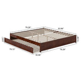 AFI, Barcelona King Panel Platform Bed with Twin XL Trundle, Walnut AFI