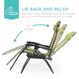 Best Choice Products Set of 2 Adjustable Steel Mesh Zero Gravity Lounge Chair Recliners w/Pillows and Cup Holder Trays - Dusty Green/Black