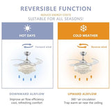 Moooni Dimmable Fandelier Crystal Ceiling Fans with Lights and Remote Modern Invisible Retractable Chandelier Fan LED Ceiling Fan Light Kit -Polished Chrome 36 Inches Moooni