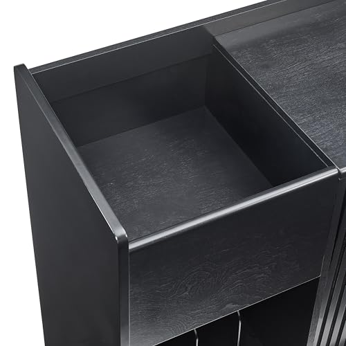 Crosley Furniture Arden Mid Century Record Storage Console Turntable Stand, Vinyl Storage Up to 315 Records, Black Crosley Furniture