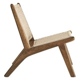 Modway Saoirse Woven Rope Wood Accent Lounge Chair in Walnut Natural