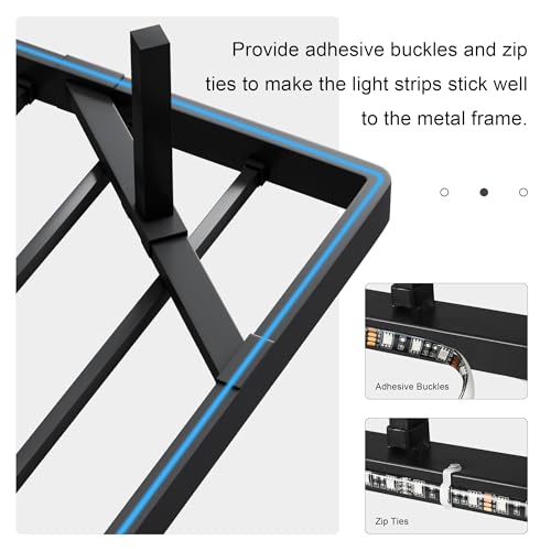 Feonase Twin Size Floating Bed Frame with Charging Station and LED Lights, Metal Bed Frame with Heavy Duty Steel Slats Supports, No Box Spring Needed, Easy Assembly, Black Feonase