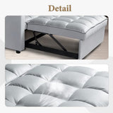 Convertible Sofa Bed, 3-in-1 Multi-Functional Velvet Sleeper Couch Pull-Out Bed, 48'' Loveseat Chaise Lounge with Adjustable Backrest and Pillows, Hidden Side Table for Living Room, Small Space ORRD