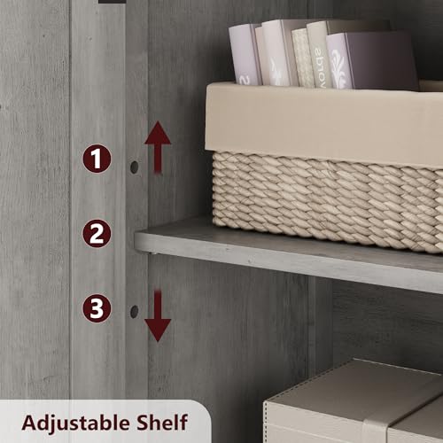 IDEALHOUSE Bathroom Storage Cabinet, Freestanding Floor Linen Storage Cabinet with Doors and Shelves, Wooden Kitchen Pantry Storage Cabinet, Standing Cupboard, Storage Cabinet for Living Room, Greige