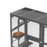 YOPTO 59" Wooden Catio Enclosure Outdoor Cat House with Anti-UV& Waterproof, Platforms and Resting Boxes Walk-in Cat Kennel Shelter for Indoor,Dark Grey YOPTO