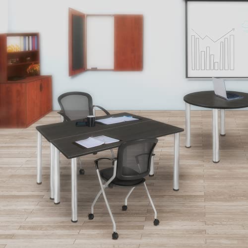 Regency Kee Training Dining Tables, 42" x 24", Ash Grey/Chrome - WoodArtSupply