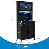 Yeyawomy 72" Tall Kitchen Pantry Cabinet with LED Light & Power Outlets, Farmhouse Large Storage Cabinet, Microwave Stand with Storage, Adjustable Cabinet Shelf, Black Kitchen Pantry (Black) Yeyawomy