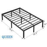 NEW JETO Metal Bed Frame,Queen Size Bed Frame with Storage Space,Heavy Duty Sturdy Mattress Foundation,Easy Assembly,No Box Spring Needed, Black,16 Inch,Queen NEW JETO