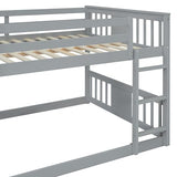 LZ LEISURE ZONE Full Over Full Bunk Bed, Wood Full Bunk Bed with Ladder, No Box Spring Needed, Gray LZ LEISURE ZONE