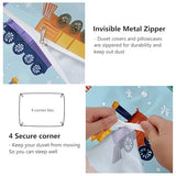 3-Piece Double-Sided Printed Duvet Cover Set Single – Soft Microfiber Bedding with Minimalist Children Cartoon Design with Zipper Closure,Includes 1 Duvet Cover + 2 Pillowcases Blue Generic