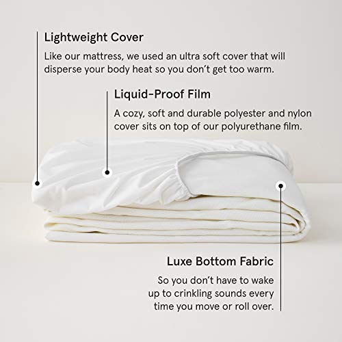 Tuft & Needle Queen Mattress Protector - Waterproof, Liquid-Proof, Sleeps Quiet, Fitted Sheet Style, Soft and Comfortable, White Tuft & Needle