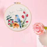 IUHUI Embroidery Kit for Beginners Adults - Spring Arrives with Blooming Beauty Easy Patterns, DIY Hand Stitching Embroidery Set with Hoop (Blue Bird Flowers)