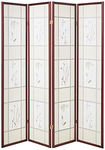 ORE International Four Panel Shoji Screen Cherry Finish ORE