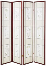 ORE International Four Panel Shoji Screen Cherry Finish ORE