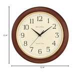 Bulova Atomic Time 2 Analog Wall Clock C5004 | 12.4" Wooden Frame, Sets Time Automatically | Quartz Movement | Battery Operated | Classic Design Bulova