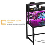 DLisiting Black Gaming Desk with Hutch and Pegboard - 47 Inch Gaming Desk with Shelves Storage Power Outlets, Computer Teen Work Study Writing Desks for Bedroom Home Office DLisiting