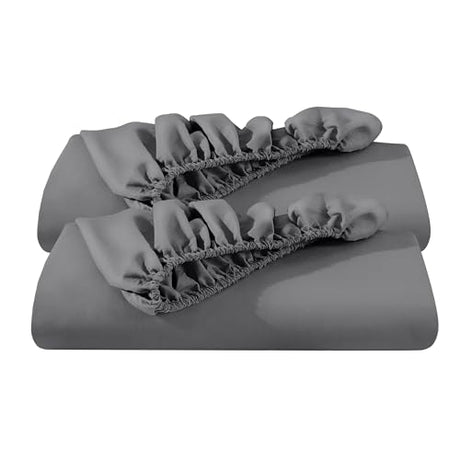 Bare Home 2-Pack Fitted Bottom Sheets King - Premium 1800 Ultra-Soft Wrinkle Resistant Microfiber - Deep Pocket (King, Grey) Bare Home
