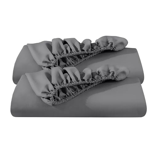 Bare Home 2-Pack Fitted Bottom Sheets Twin XL - Premium 1800 Ultra-Soft Wrinkle Resistant Microfiber - Deep Pocket (Twin XL, Grey) Bare Home