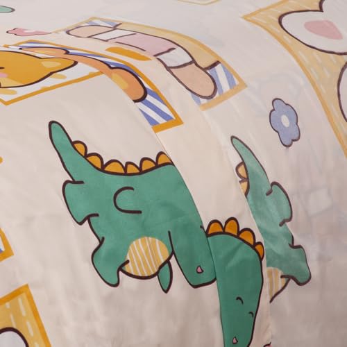 Comfy Deal Hight Thread Count Super Soft Microfiber Kid Breathable Bed Sheet Set with Pillowcase, Flat and Fitted Sheet (Twin, Dinosaurs, Rabbit & Teddy Bear) Comfy Deal