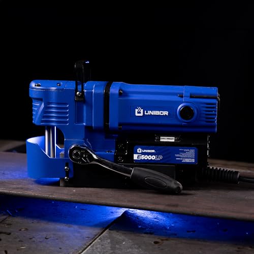 Unibor Low Profile Magnetic Drill Press - E5000LP ELITE Range 2" Cutter Capacity, Low Profile Mag Drilling Machine, Smart Control | LiftShield, LED Work Light, Variable Speed Lightweight 1200 - WoodArtSupply