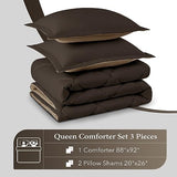 downluxe Queen Comforter Set - Brown and Tan Queen Comforter, Soft Bedding Sets for All Seasons -3 Pieces - 1 Comforter (88"x92") and 2 Pillow Shams(20"x26") downluxe