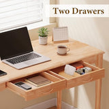 SHILAIYUNZ 40" Solid Wood Desk with Drawers, Small Home Office Writing Wooden Desk, Gaming & Computer Desk for Bedroom, Work Study Table for Small Space(Beech,40Inch) SHILAIYUNZ