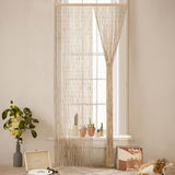 BECHAEO Handmade Bamboo Beaded Curtain for Doorway 65 Strands Door Beads Curtain Hanging Room Divider for Hallway Window Closet Boho Rustic Hippie Home Store Decor, 35.5 x 75 Inches Natural BECHAEO