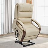 Trustyue Dual Motor Power Lift Recliner Chair, Lay Flat Recliner, Lift Chair with Massage and Heat, Standing Assistance, Infinite Position Reclining, Living Room Chair (Faux Leather Beige)