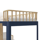 Storkcraft Next Santos Twin-Over-Twin 5-in-1 Convertible Bunk Bed (Midnight Blue with Natural) – GREENGUARD Gold Certified, Converts to Loft Bed and Twin Beds, Modern Style for Kids Room Storkcraft