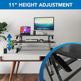 Mount-It! 38" Standing Desk Converter, Desktop Sit-Stand Desk Riser with Gas Spring Height Adjustment, Compact Desk Topper for Dual Monitors or Laptop, Keyboard Tray, Black Mount-It!