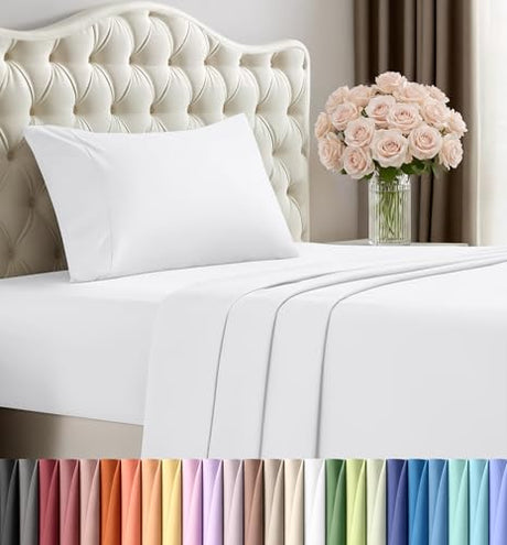 Utopia Bedding Twin Sheet Set – 3 Piece Bed Sheets for Twin Size Bed, Soft and Breathable Microfiber, Includes 1 Fitted Sheet, 1 Flat Sheet and 1 Pillowcase (White) Utopia Bedding