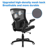 Office Chair Ergonomic Desk Chair, Computer PU Leather Home Office Chair, Swivel Mesh Back Adjustable Lumbar Support Flip-up Arms Executive Task Chair X XISHE